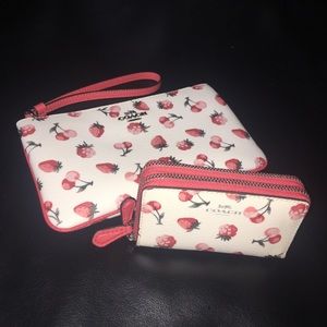 Coach strawberry print wallet and clutch